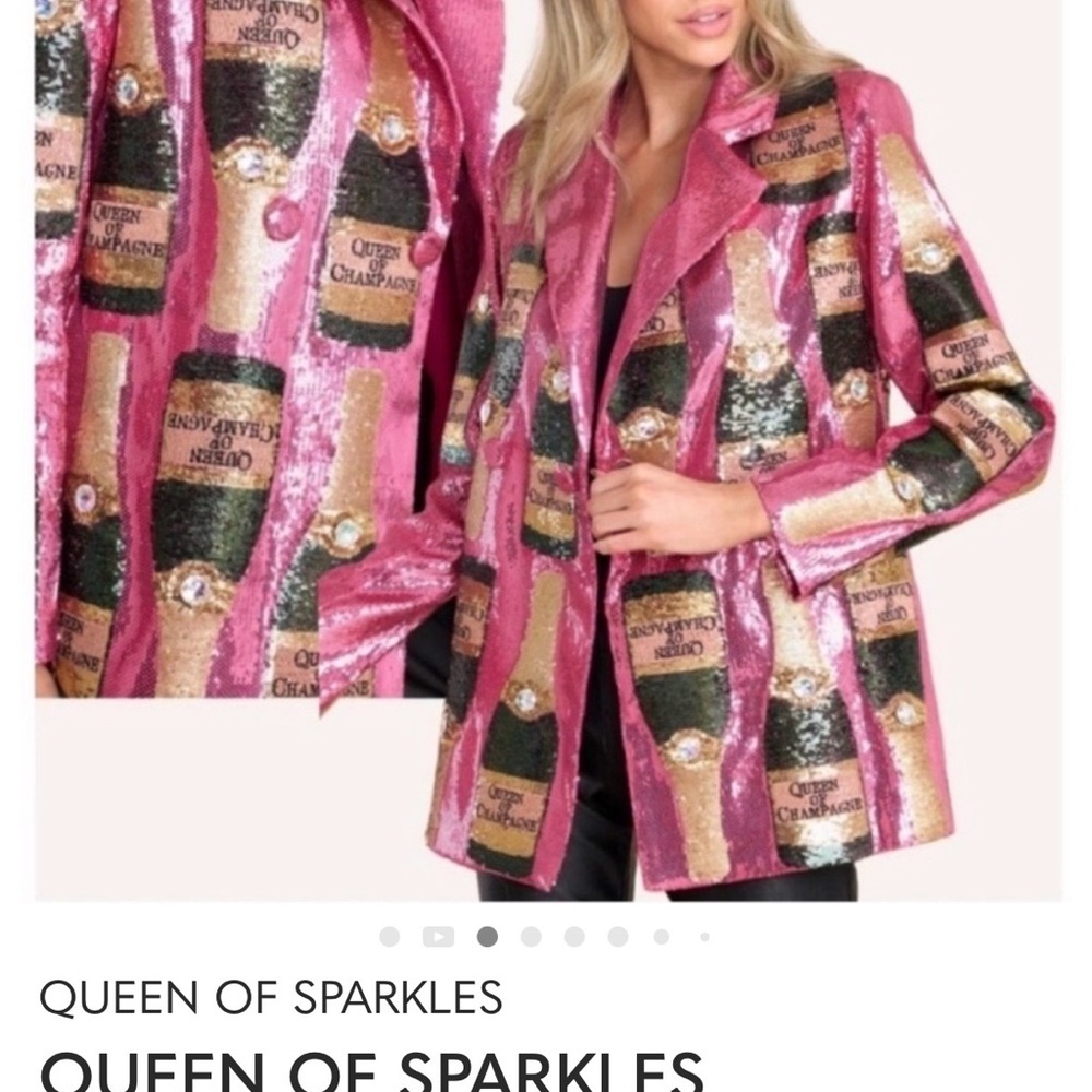 Queen of Sparkles Pink and Gold Sequin Blazer size M worn twice - Picture 2 of 8
